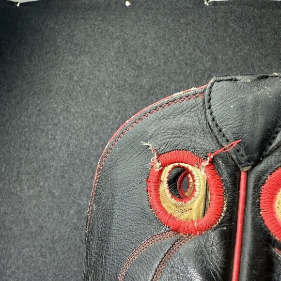 Vtg Justin Tall Elephant Print Spellout Buckaroo Leather Boots Black Red 6.5D - Picture 4 of 12